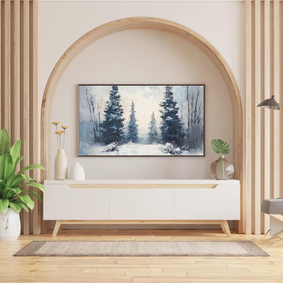 Winter Forest Tv Art For Frame Tv Vintage Oil Painting Instant Frame Tv Art Winter Landscape Screensaver Frame Tv Art 4k