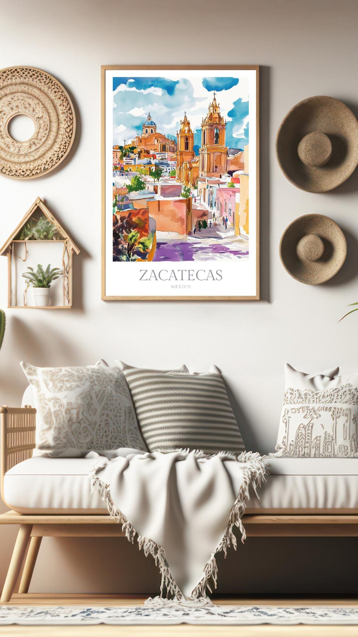 Zacatecas Watercolor Travel Poster, Mexico Art Print - Image 3