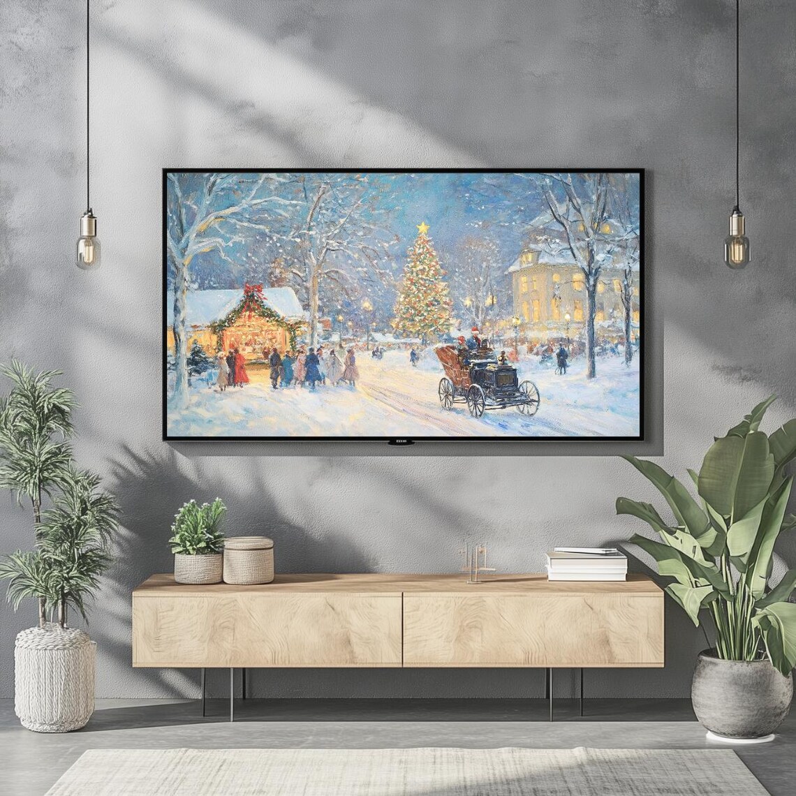 Vintage Christmas Village Illustration, Holiday Art Print - Image 2