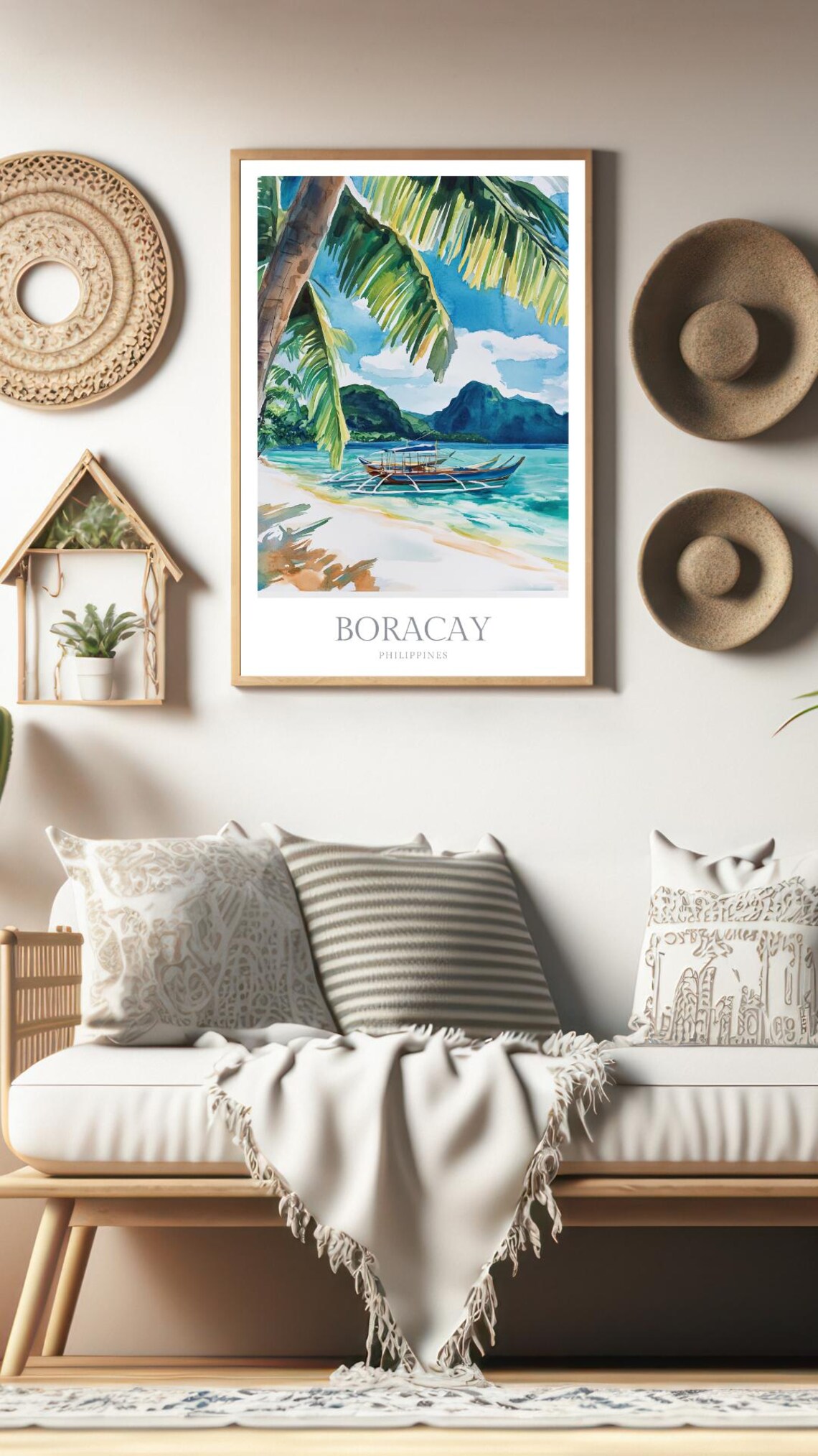 Boracay Philippines Watercolor Travel Poster Art Print - Image 2