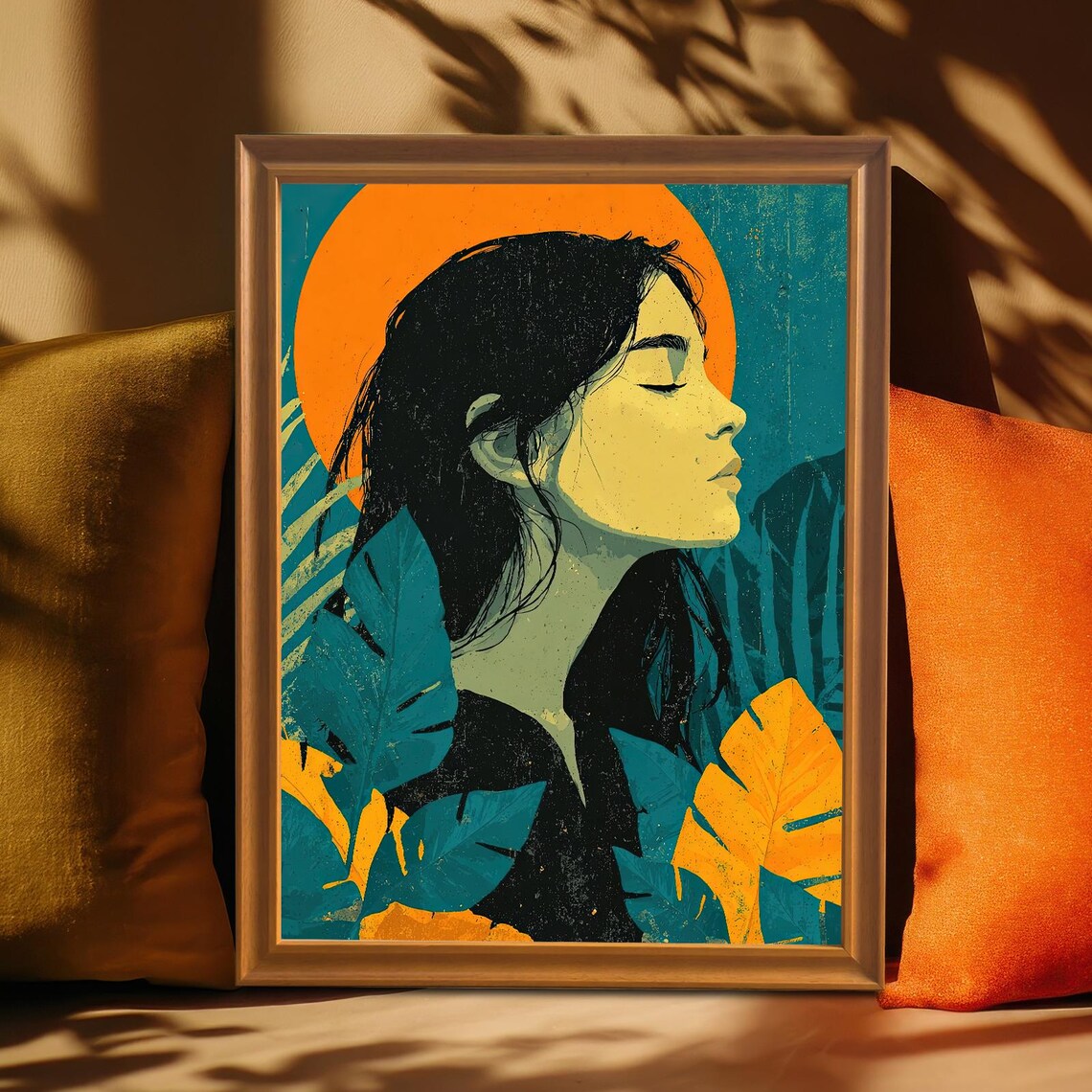 Tropical Woman Portrait, Modern Home Decor Art Print