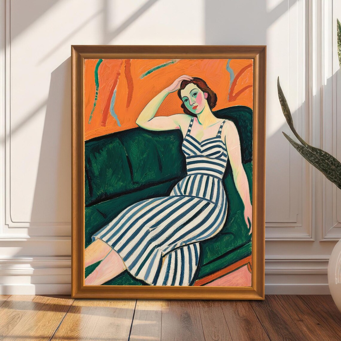 Woman On Sofa Oil Painting, Modern Poster Print
