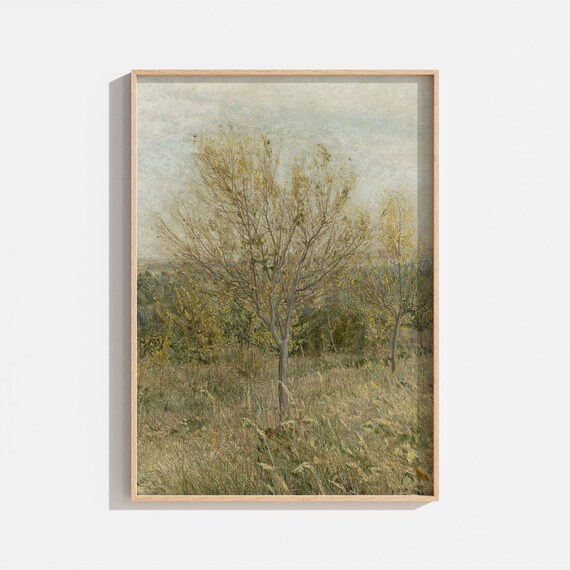 Vintage Tree Painting, Farmhouse Cottage Style Art Print
