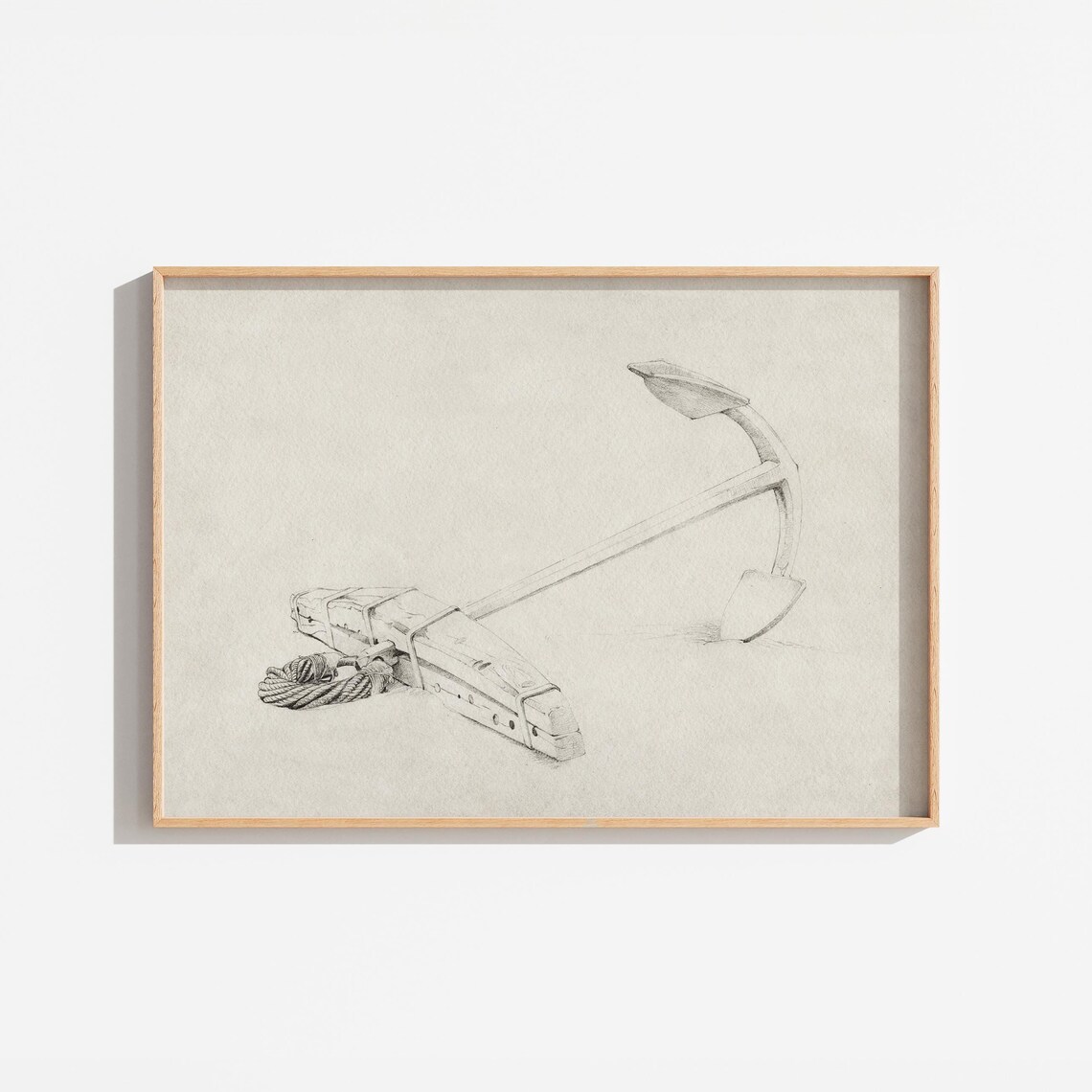 Vintage Nautical Anchor Ink Drawing Minimalist Coastal Wall Art