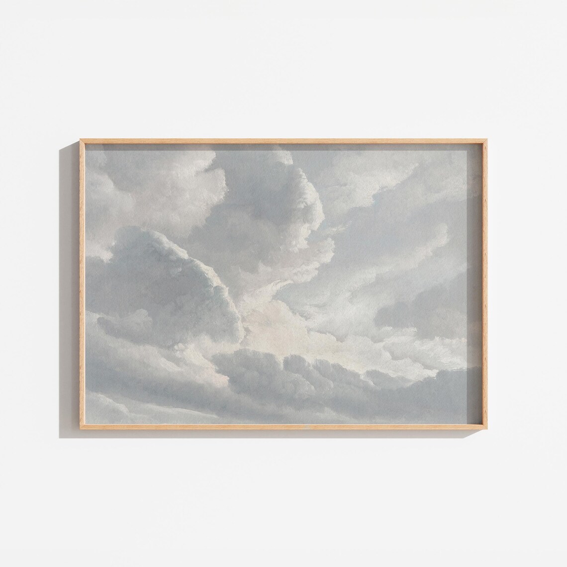 Vintage Cloud Painting, Neutral Sky Landscape Art Print