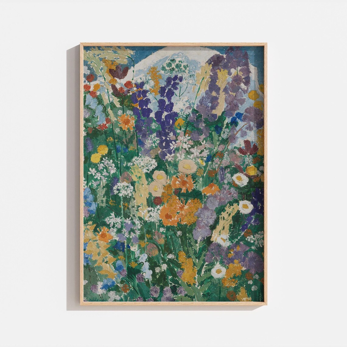Colorful Wildflower Garden Bouquet Impressionist Oil Painting Wall Art