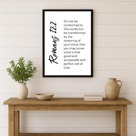 Romans 122 Wall Art Christian Bible Verse Print Be Transformed Scripture Decor Renewing Of Your Mind Unframed Gift