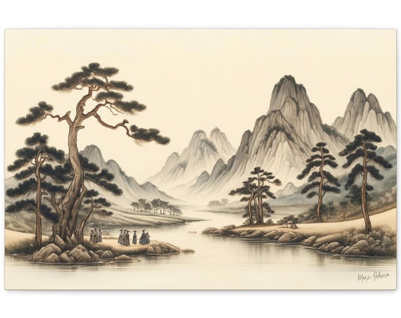 Ink Wash Landscape Painting 4 Beneath The Joseon Sky Artist Signed Art Living Room Wall Decor Korean Fine Art Horizontal Print