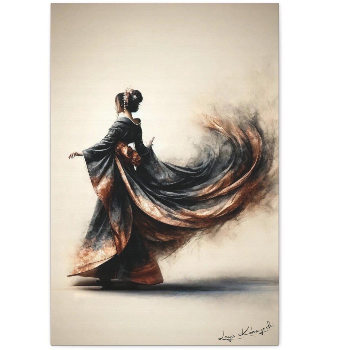 Geisha V11 Nana Mori Kimono Art Gift Watercolor Painting Asian Home Decor Japanese Fine Art Artist Signed Original Art