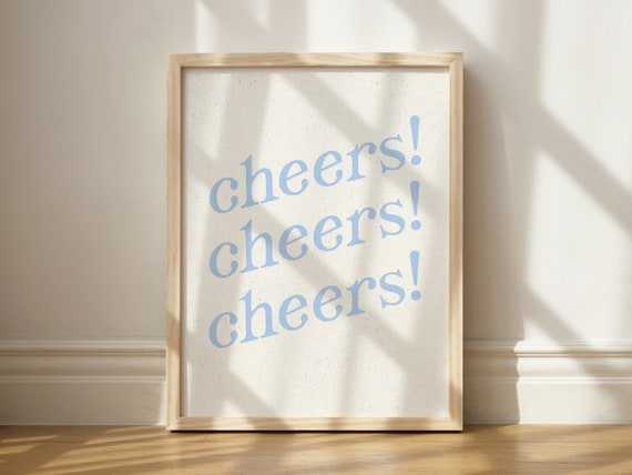 Cheers Blue Bar Cart Decor Art Print