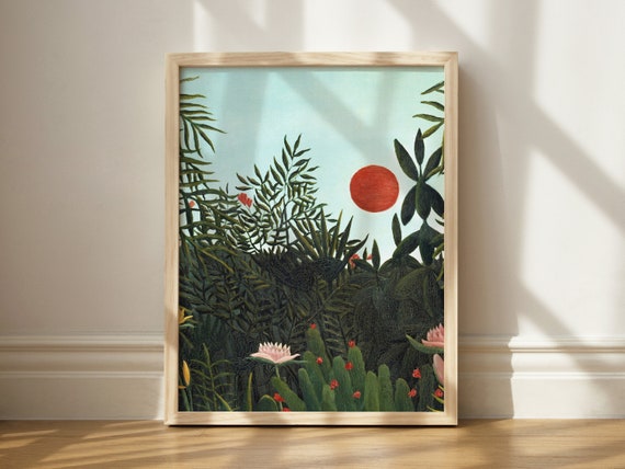 Henry Rousseau Virgin Forest With Sunset Print Wall Art Painting Jungle Decor Eclectic