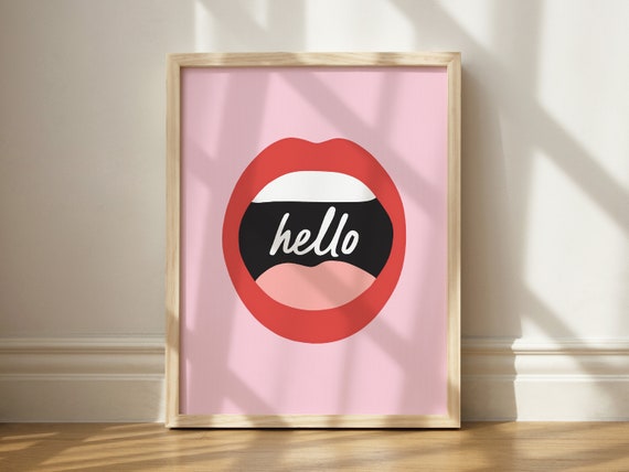 Hello Mouth Print Red Lips Decor Wall Art Fashion Maximalist Gallery