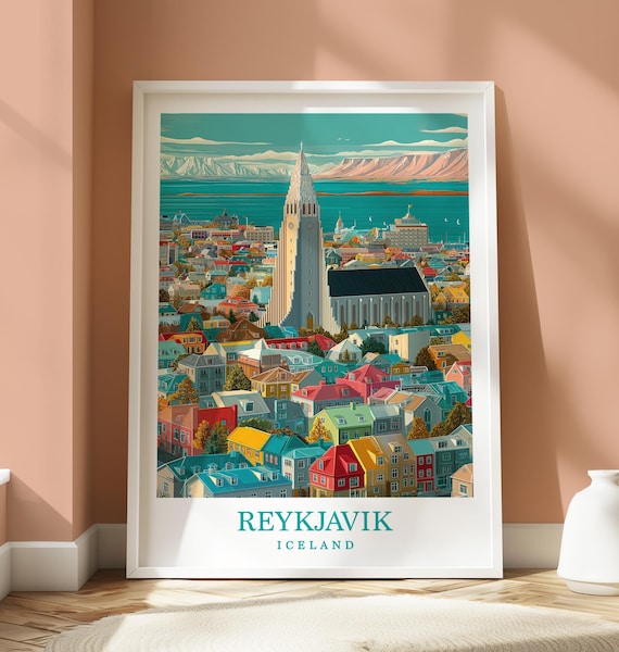 Reykjavik Travel Poster, Iceland Location Art Print