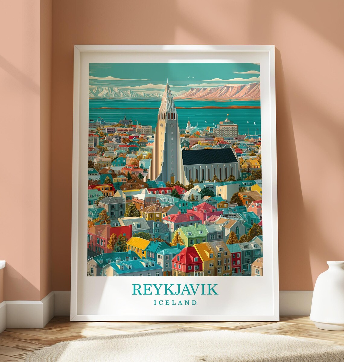 Reykjavik Travel Poster, Iceland Location Art Print