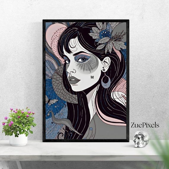 Abstract Face Portrait Illustration Art Print High Resolution 300 Dpi
