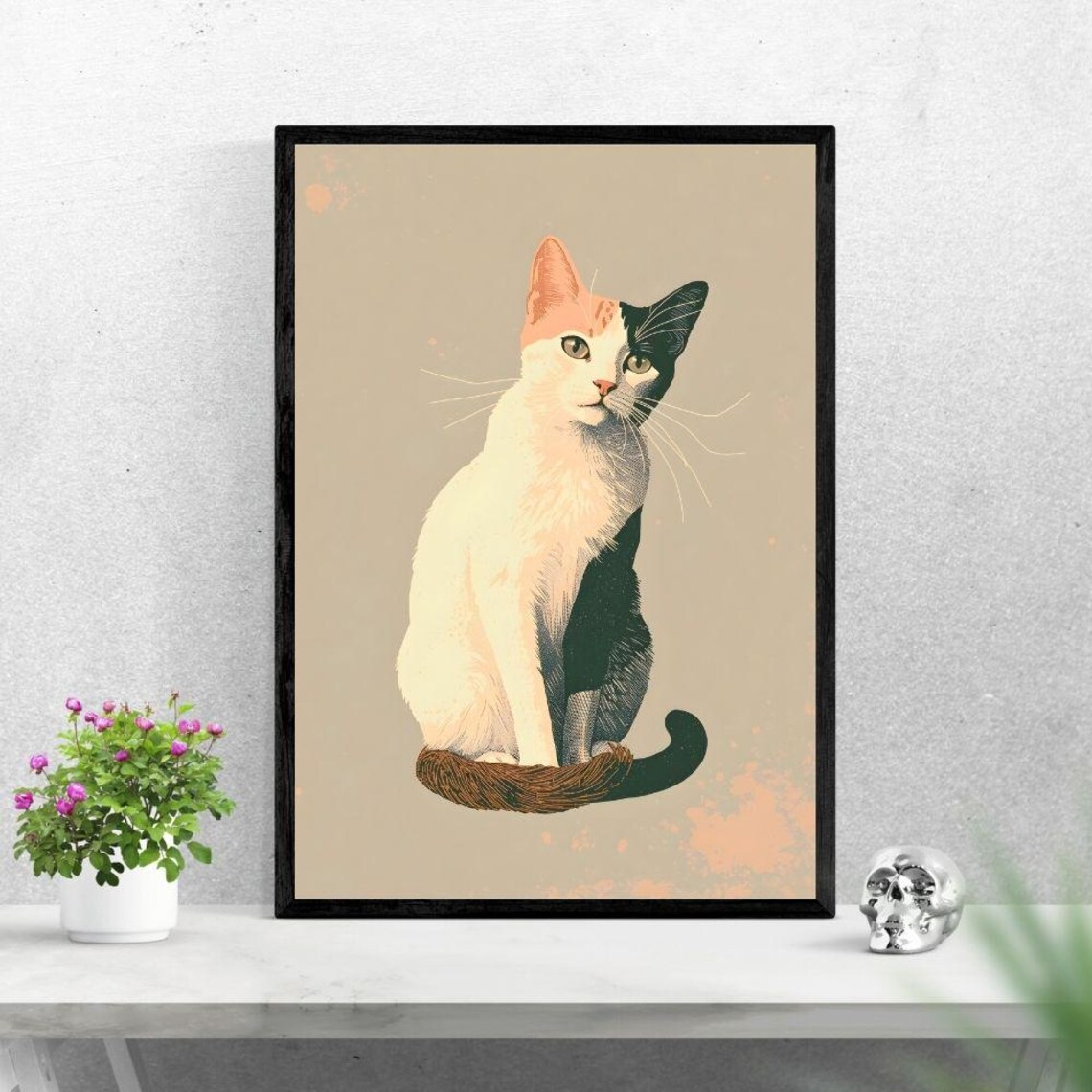Minimalist Sitting Cat Wall Art 300 Dpi Highresolution For Different Sizes