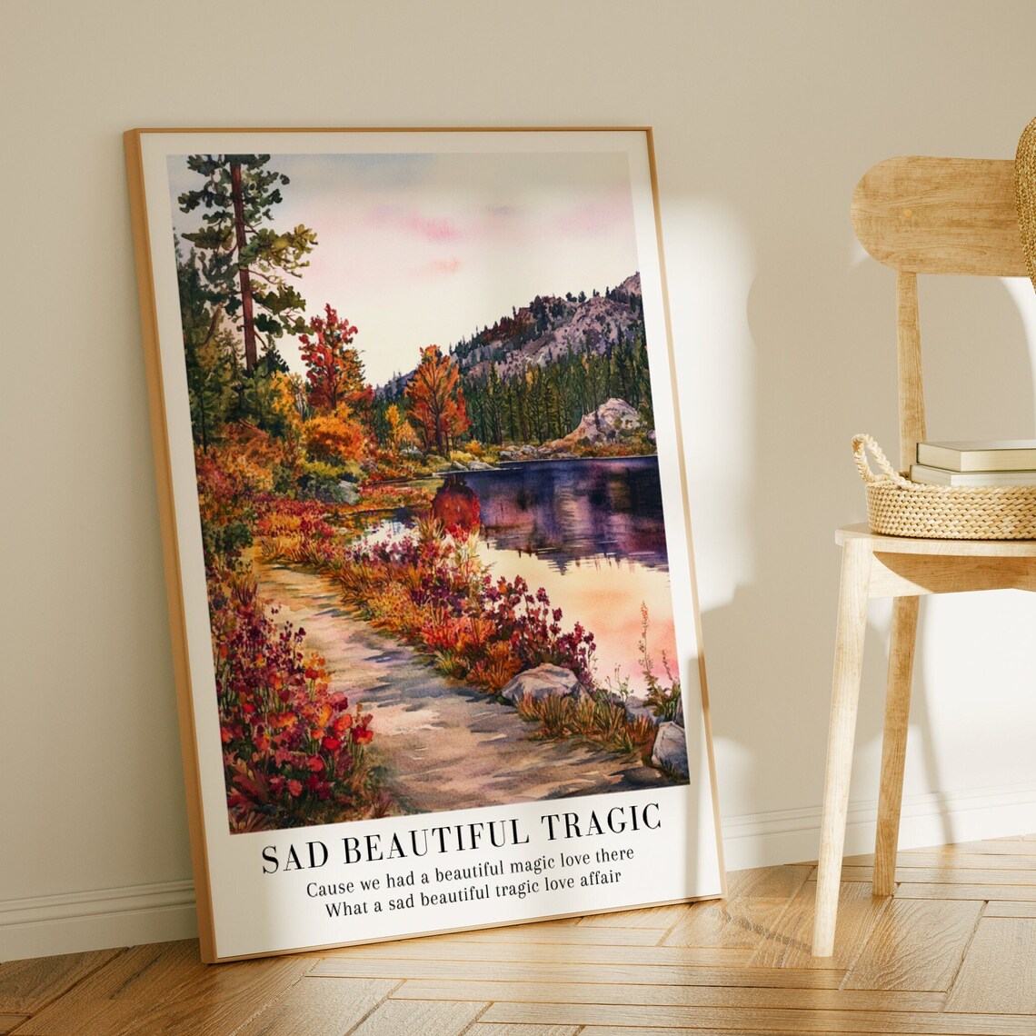 Taylor Swift Sad Beautiful Tragic Lakeside Autumn Watercolor Poster