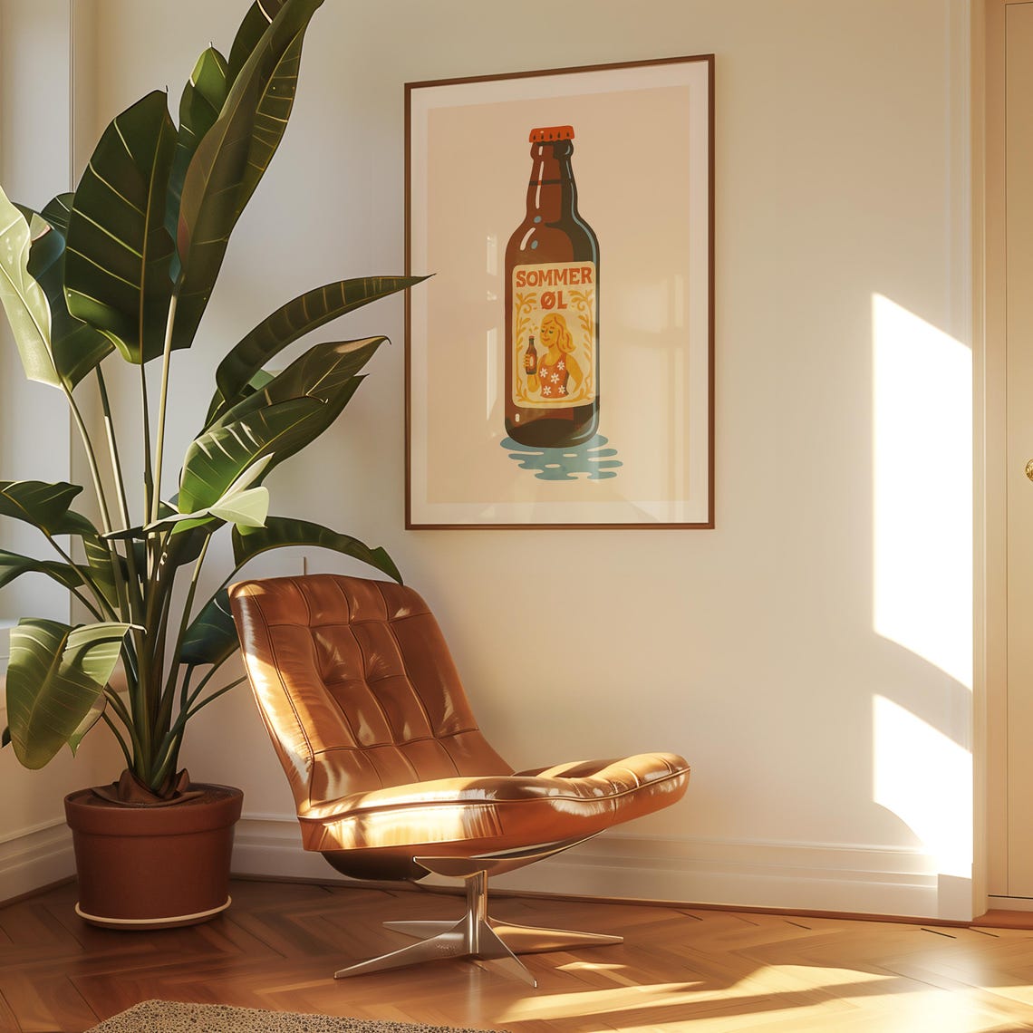 Beer Bottle Illustration, Modern Kitchen Decor - Image 3