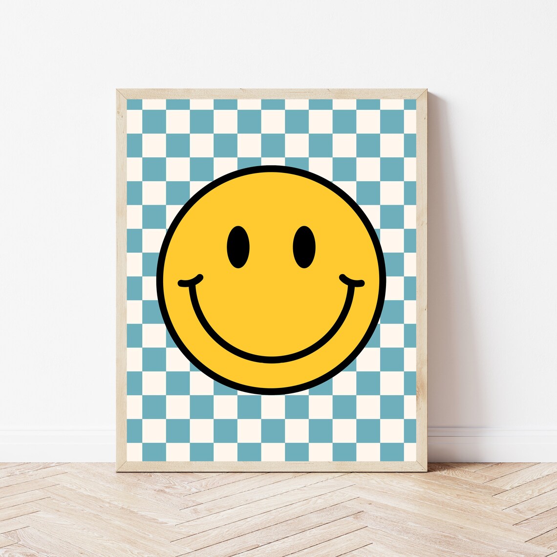 Retro Smiley Sign Art Print, Boys Room Decor