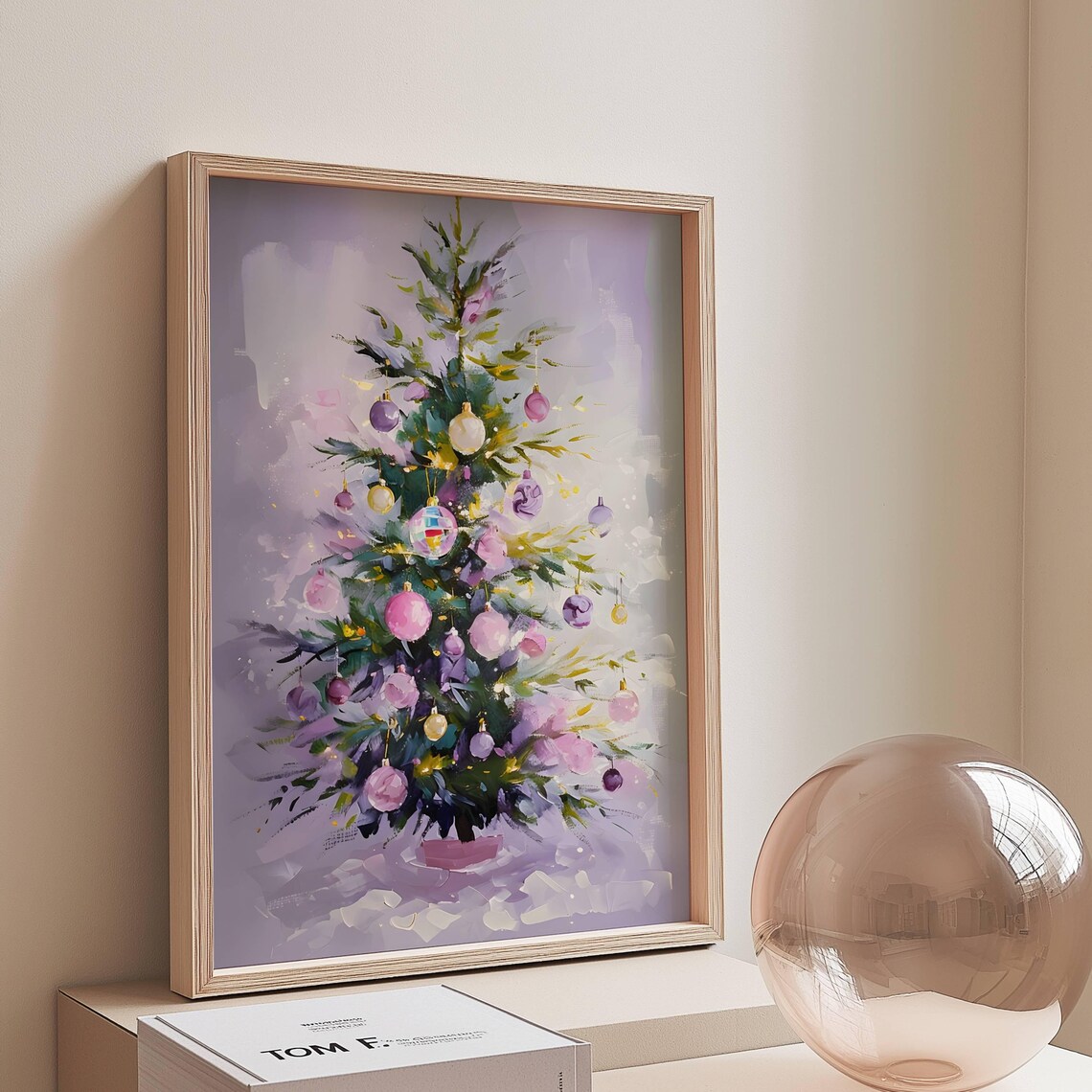 Pastel Christmas Tree Whimsical Watercolor Pink Holiday Decor Poster