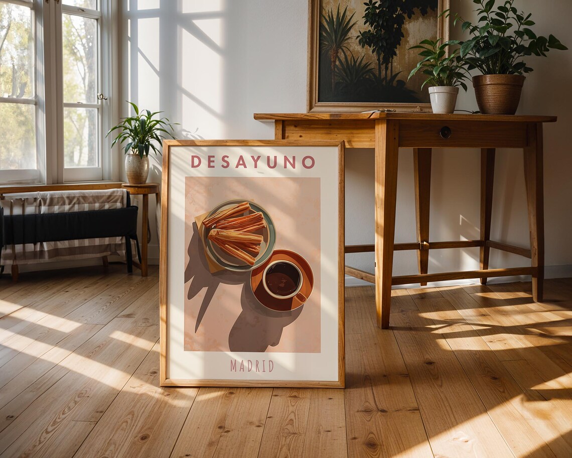 Spanish Breakfast Art Print, Madrid Cafe Decor
