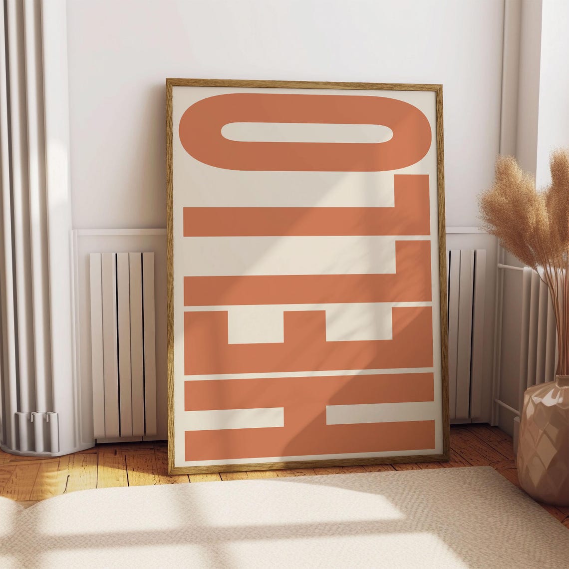 Hello Bold Retro Typography Terracotta Text Cream Statement Poster