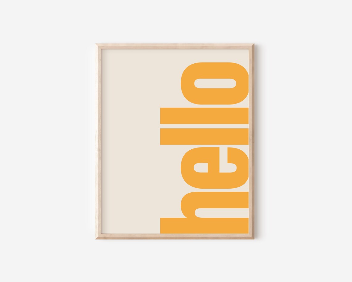 Hello Retro Typography Poster, Neutral Gallery Wall - Image 2
