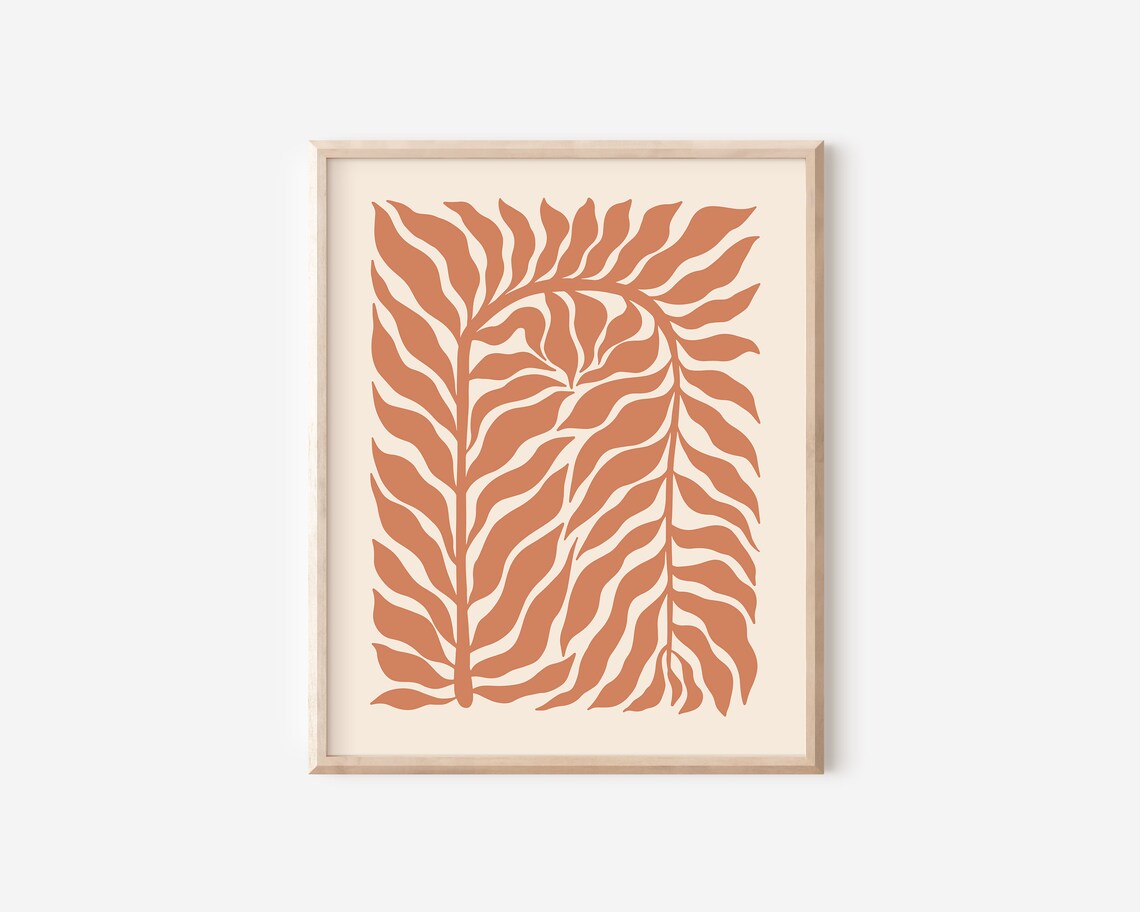 Terracotta Palm Fronds Matisse Style Retro Tropical Botanical Line Poster - Image 2