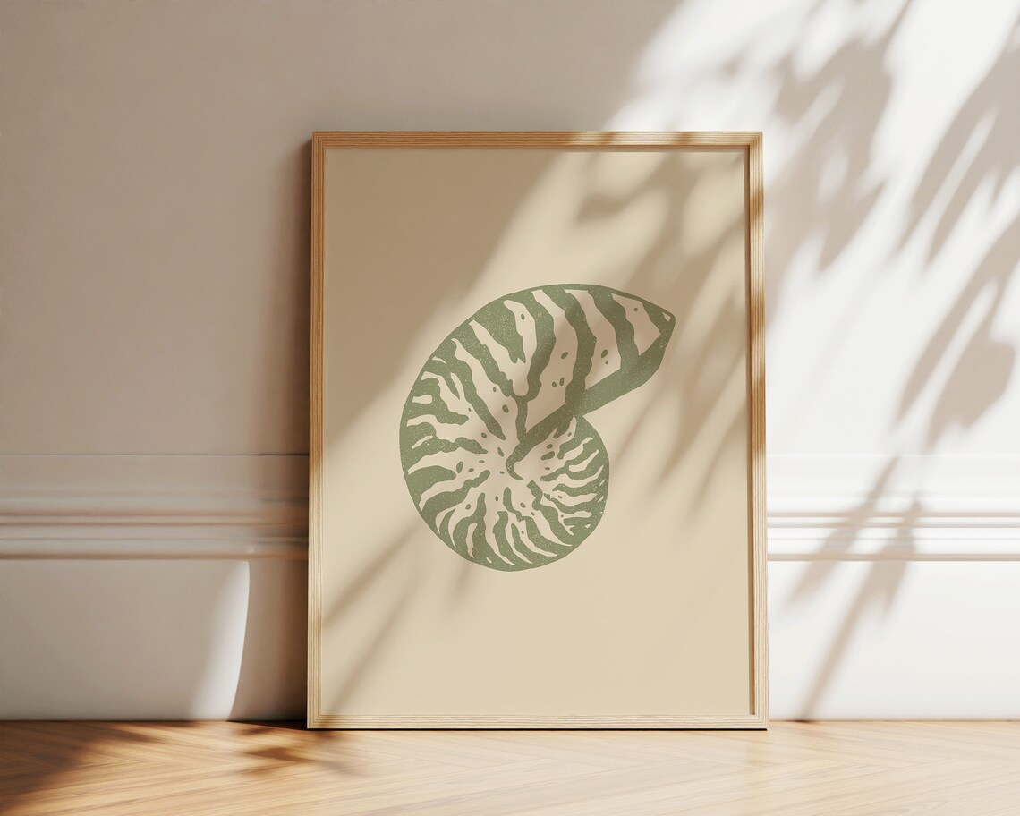 Seashell Art Print, Coastal Boho Line Art