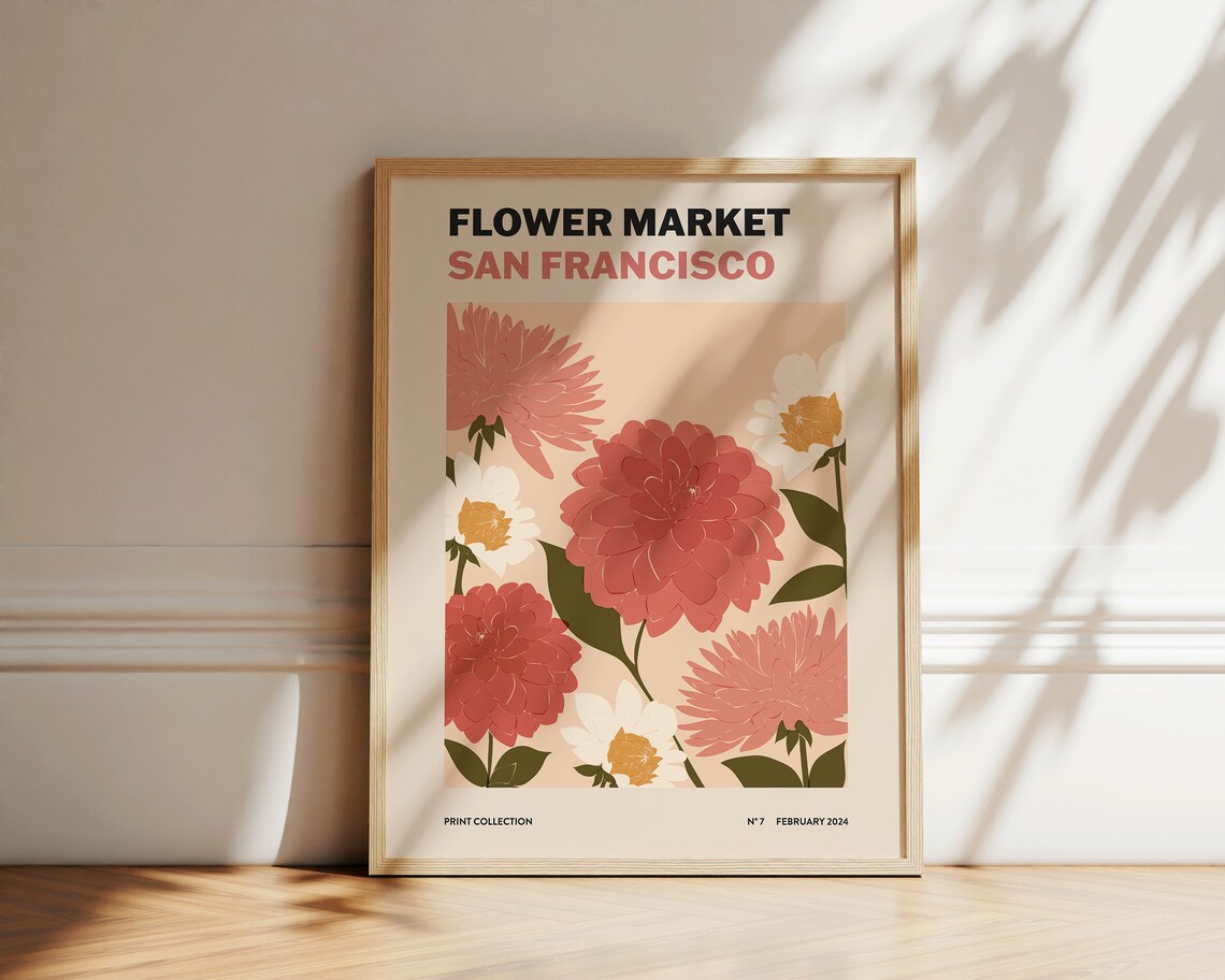 Flower Market Print, San Francisco Dahlia Art Print
