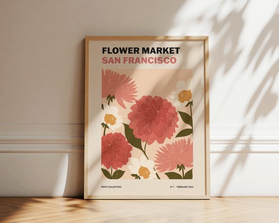 Flower Market Print, San Francisco Dahlia Art Print