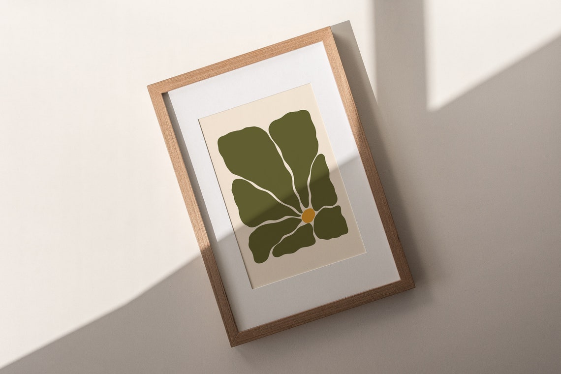 Retro Green Flower Abstract Botanical Mid Century Modern Art Poster - Image 2