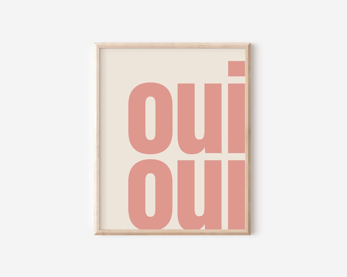 Oui Oui Typography Poster, French Retro Wall Art