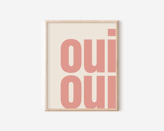 Oui Oui Typography Poster, French Retro Wall Art