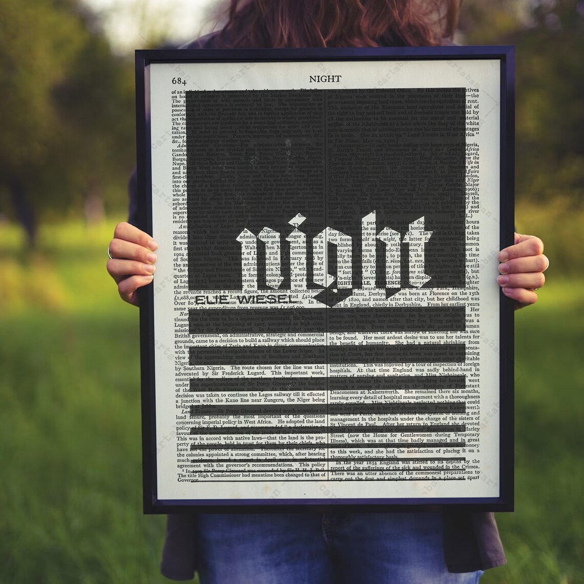 Elie Wiesel Night Encyclopedia Dictionary Page Bold Typography Wall Art Poster - Image 3