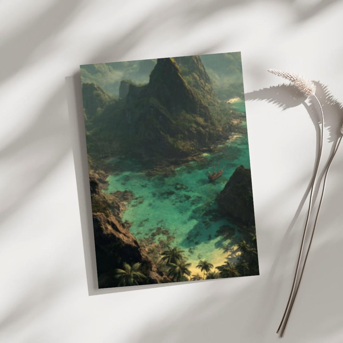 Tropical Island Paradise Cove Turquoise Water Palm Beach Wall Art