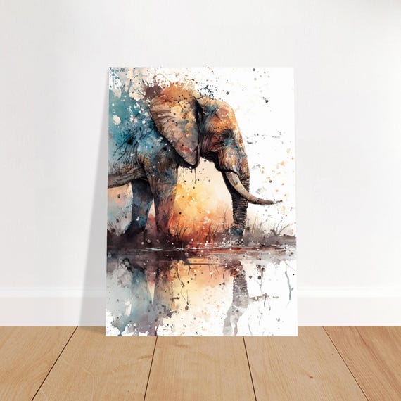 Elephant Watercolor Art Print Wildlife Wall Safari Animal Poster Natureinspired Artwork African Home Decor