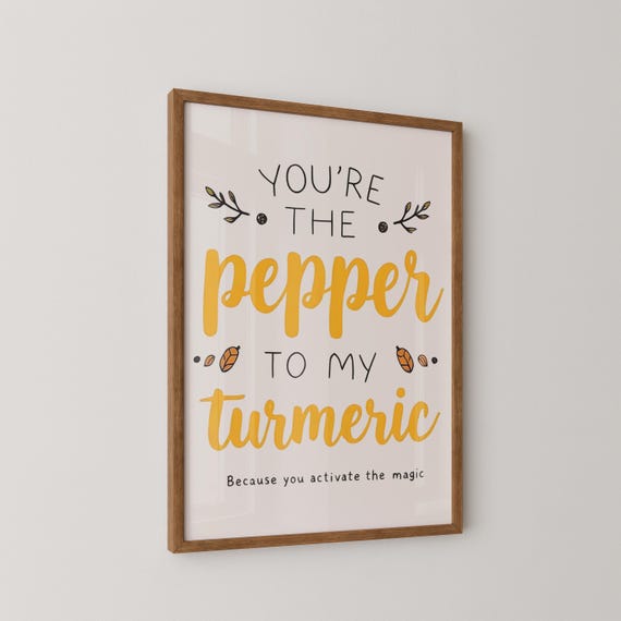 Funny Kitchen Print Pepper Turmeric Pun Foodie Wall Art
