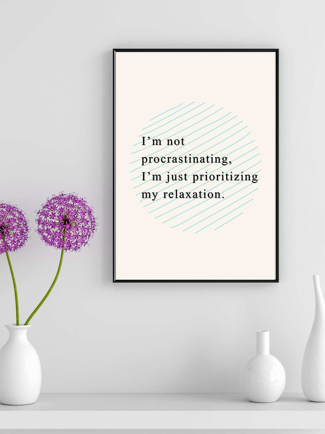 Funny Procrastinating Quote Mint Line Circle Minimalist Wall Poster - Image 3