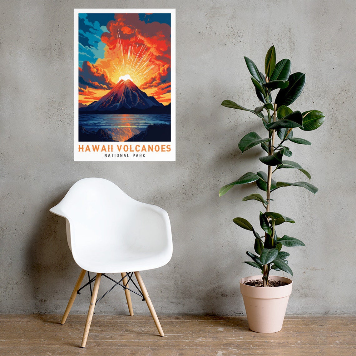 Hawaii Volcanoes National Park Eruption Sunset Vintage Travel Poster - Image 2