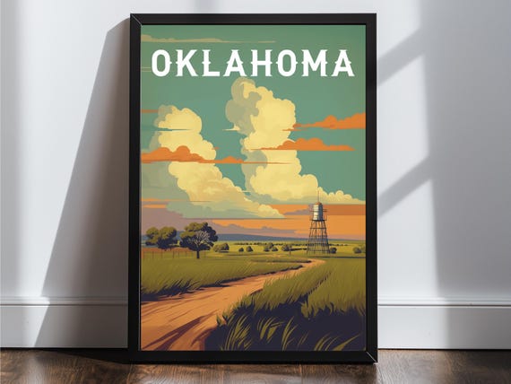 Oklahoma Vintage Travel Poster Print Wall Art Gift Idea Home Decor