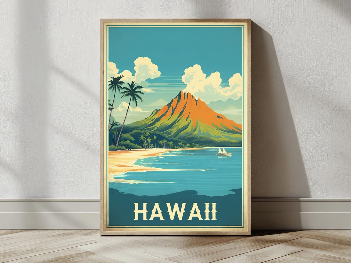 Hawaii Vintage Travel Poster Print Wall Art Gift Idea Home Decor - Image 2
