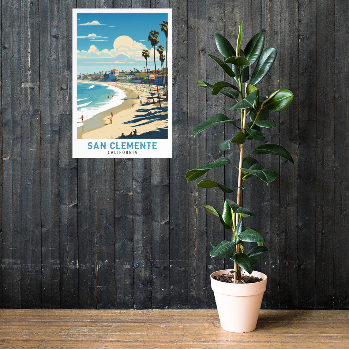 San Clemente California Sunny Beach Day Surf Shore Travel Poster - Image 2