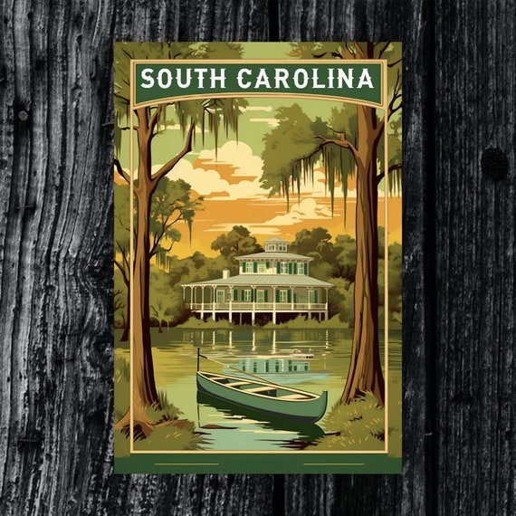 South Carolina Vintage Travel Poster Print Wall Art Gift Idea Home Decor