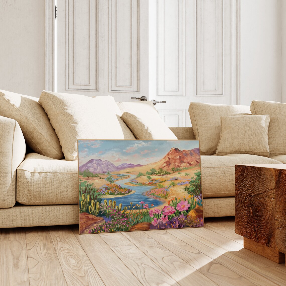 Desert Oasis Illustration Abstract Landscape Wall Art - Image 2