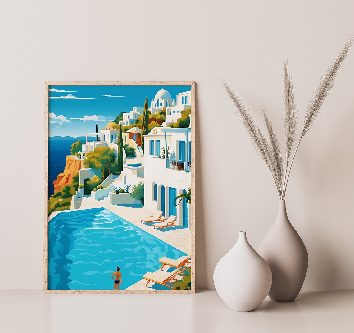 Oia Santorini Greece Travel Poster, Architecture Print - Image 2