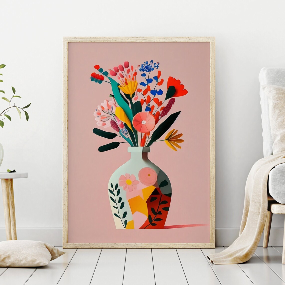 Pink Floral Abstract Bouquet Art Print