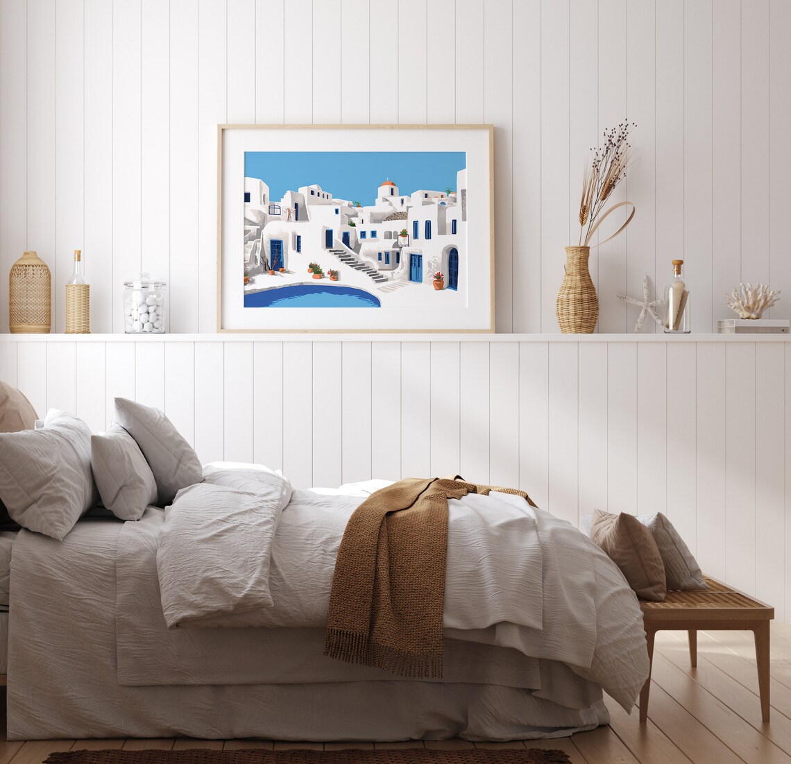 Santorini Travel Poster, Greece Illustration - Image 2