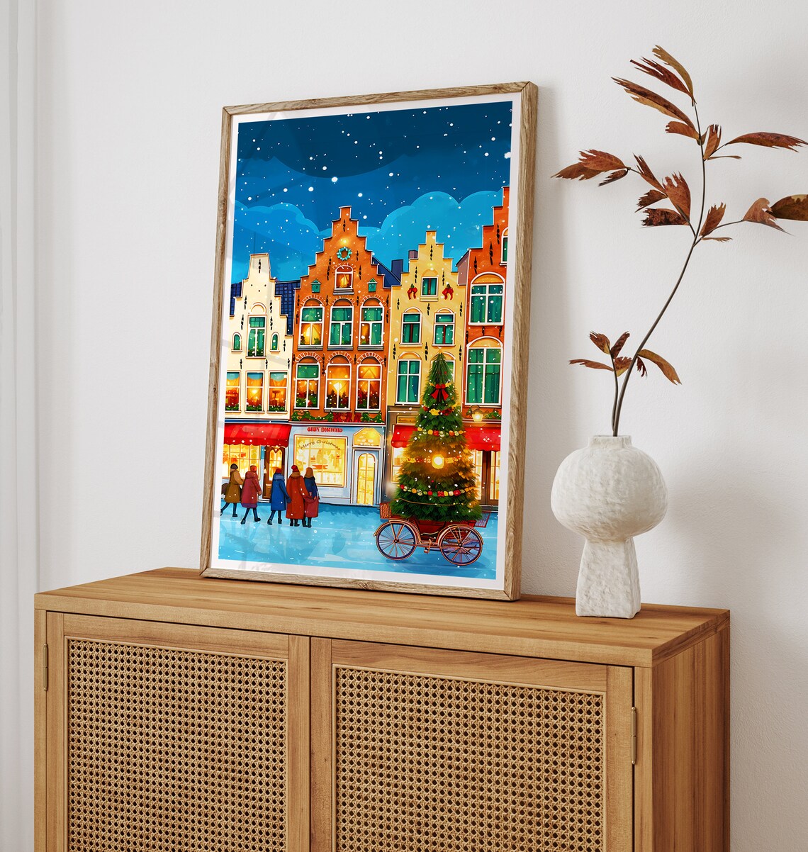 Christmas in Bruges Belgium Travel Poster - Image 2