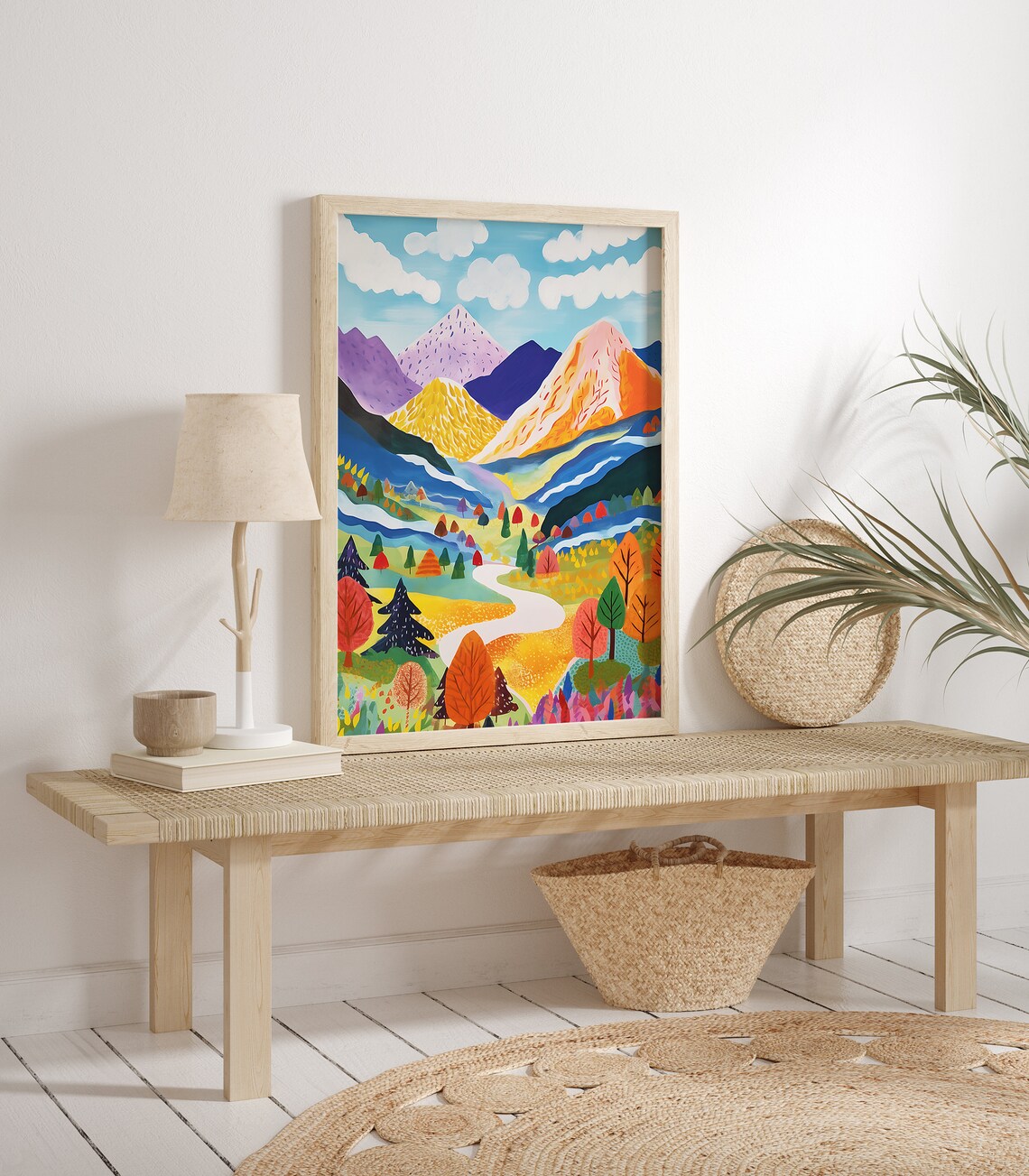 Abstract Autumn Mountain Painting, Wall Art Print - Image 2